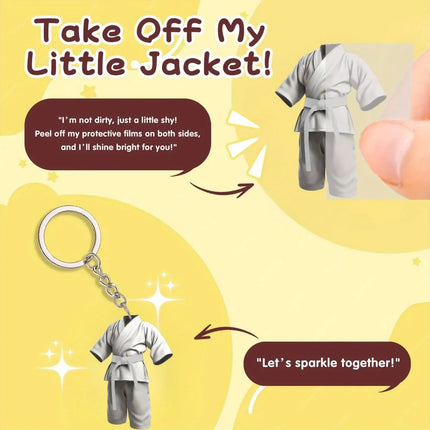 2D Karate Costume Keychain Jiu-Jitsu Themed Pendant Charms Flat Acrylic Hanging Decoration for Bags Festive Party Gift