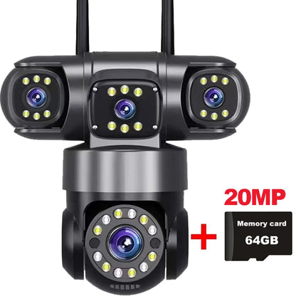 16X ZOOM WiFi Camera 20MP Four Lens Outdoor 6K 12MP IP66 Waterproof Night Vision Two-Way Intercom CCTV Video Surveillance