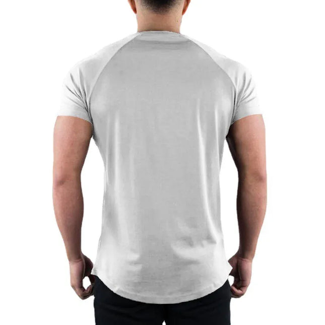 Plain Gym T-shirt Men Summer Fitness Clothing O-Neck Short Sleeve T shirt Cotton Slim Fit T-shirt Bodybuilding Workout Tees Tops