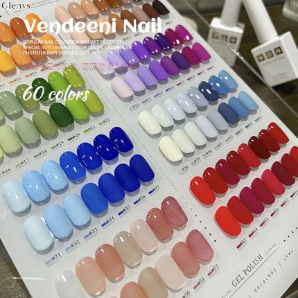 Glenys 60 pieces * 15ml nail polish gel popular semi permanent immersion gel color card UV LED nail salon art varnish