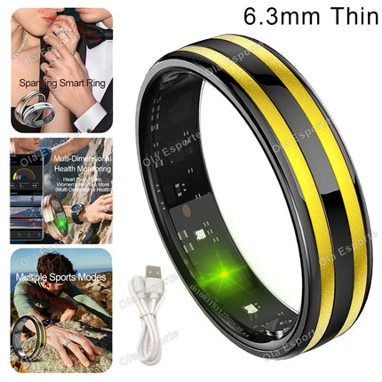 2026 New Smart Ring Temperature Heart Rate Sleep Monitoring Motion-Sensing Game IP68 Waterproof Men Women SmartRing Holiday Gift
