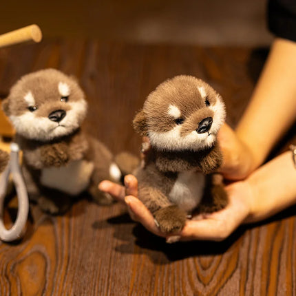 Cute Otter Plush Keychain Realistic Stuffed Otter Animal Pendant Doll Soft Plushies Key Ring for Bag Decoration Gifts Girl