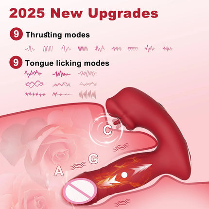 Heating Dildo Tongue Masturbation Vibrator App Control 9 Clitoral Licking Thrusting Modes G-Spot Sex Toys for 18+ Women Couples