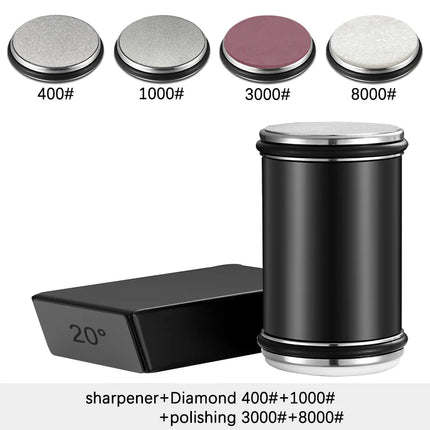 Rolling Knife Sharpener Double Sided Diamond Sharpening Stone 15/20° Degree Magnetic Angle Roller Sharpening for Kitchen Knives