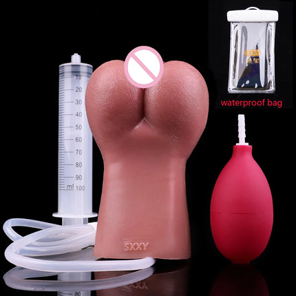 FAAK Soft Silicone Squirting Pocket Pussy Stroker Ejaculation Male Masturbator Realistic Vagina Clit  Anal Sex Toys For Men