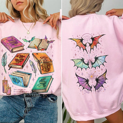 Fan Of ACOTAR Series Two Sided Sweatshirt The Bat Boys Velaris Book Lover Sweater Long Sleeve Fleece Sweatshirt Y2K Streetwear