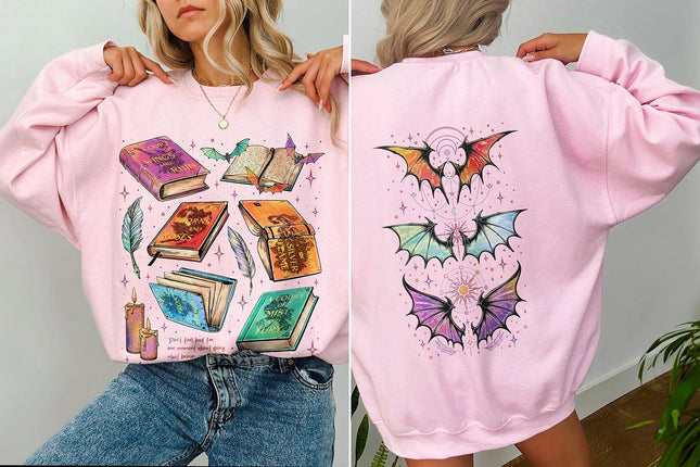 Fan Of ACOTAR Series Two Sided Sweatshirt The Bat Boys Velaris Book Lover Sweater Long Sleeve Fleece Sweatshirt Y2K Streetwear