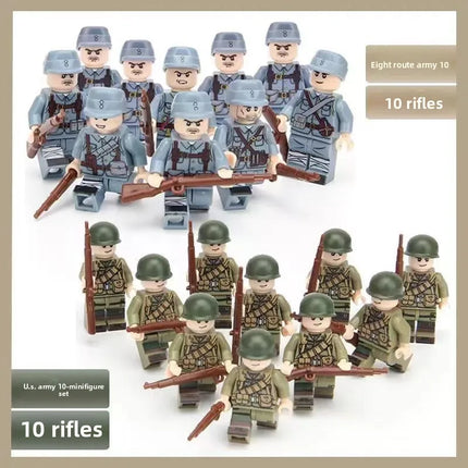Building blocks World War II soldier figures, marine humanoid dolls educational toys mini figures birthday gifts cartoon figures