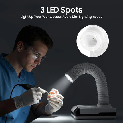60W Dental lab Vacuum Cleaner Dust Collector Extractor aspirator Retractable LED Suction Machine for Table Polishing Equipment