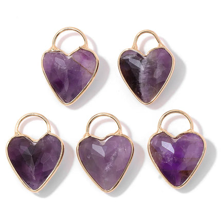 2PCS Natural Amethyst Pendant Charms Purple Crystal Star Sun Water Drop Shape For DIY Making Jewelry Necklace Bracelet