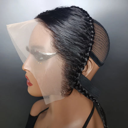 10 Inch 13X4 Transparent Lace Frontal With Braids Natural Black Color 100% Brazilian Remy Hair Straight Lace Frontal Only