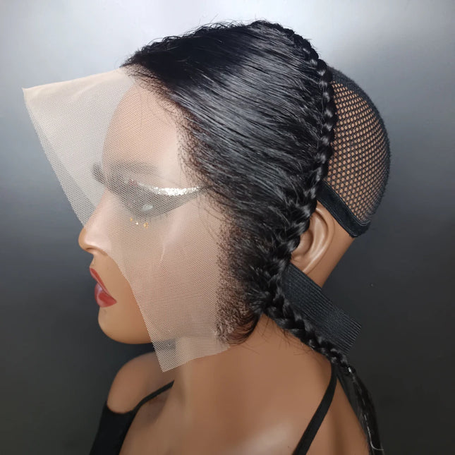 10 Inch 13X4 Transparent Lace Frontal With Braids Natural Black Color 100% Brazilian Remy Hair Straight Lace Frontal Only