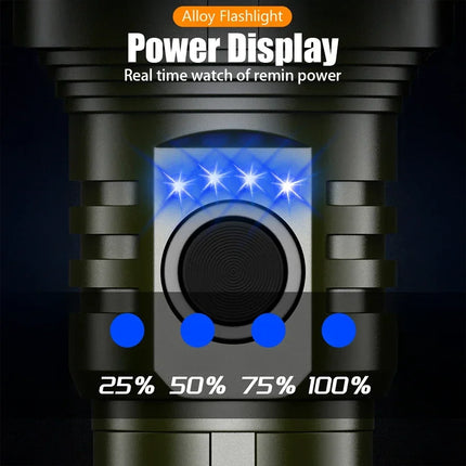 Flashlight Lighter & Power Bank Combo,Rechargeable,Zoomable Super Bright Beam,5 Modes Flashlight for Outdoor Camping Emergency