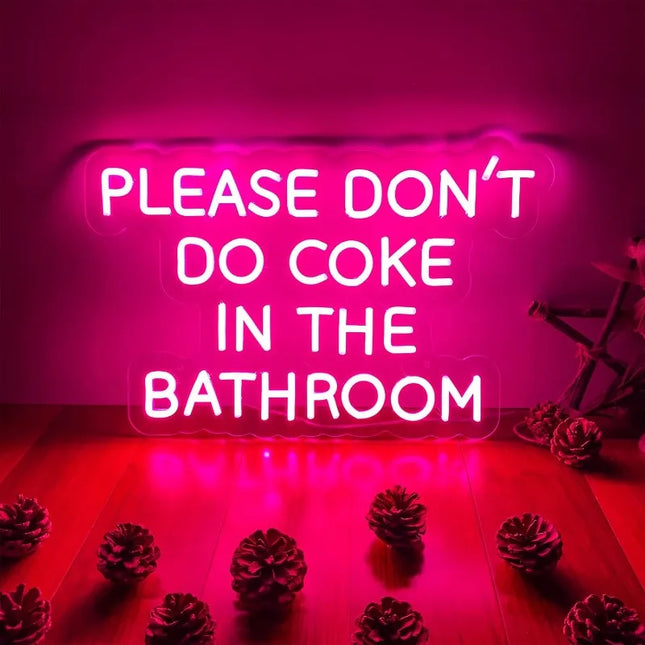 Please Don't Do Coke in The Bathroom Neon Sign Dimmable LED Light Signs for Bedroom, Bar, Party, Living Room Wall Decor USB Powered