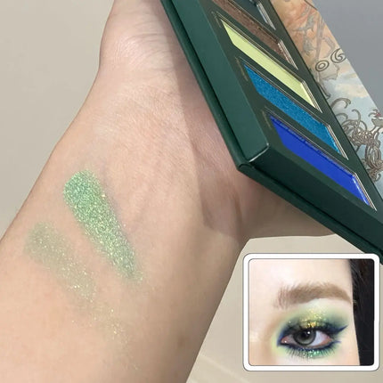 8 Colors Diamond Pearl Punk Green Eyeshadow Halloween Makeup Palette Waterproof Matte Smoky Polarized Green Eye Shadow Palette