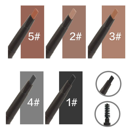 5 Color Double Ended Eyebrow Pencil Waterproof Long Lasting No Blooming Rotatable Triangle Eye Brow Tattoo Pen Makeup 5PC