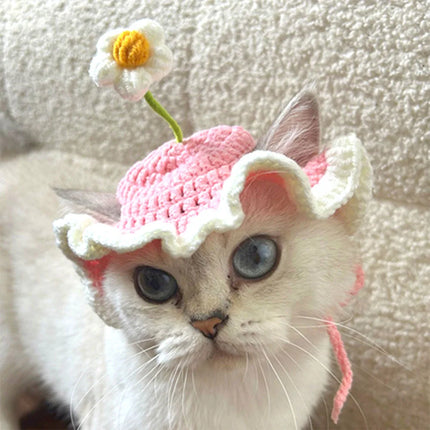 Knitted Cute Soft Cat Hat Halloween Christmas Party Costume Head Wear Accessories for Puppy Pet Kitten Little Dogs Small Animals