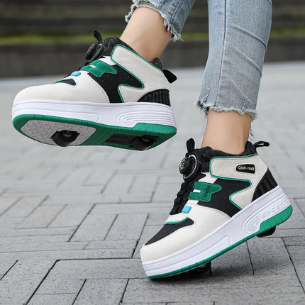 2Wheels Roller Skate Children Shoes Sneakers For Kids Boys Girls Sports Running Outdoor Adult Casual Women Tennis Size 31-42