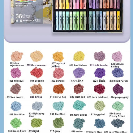 Kuelox Professional Super Soft Oil Pastel Crayon 24/36/48 Colors Artist White Soft Pastels For Painting Stationery Art Supplies
