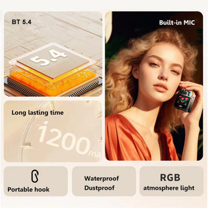 LED Display Screen RGB Desktop Subwoofer Wireless Loudspeaker Metal Mechanical Bluetooth Speaker Support Calendar Alarm Clock