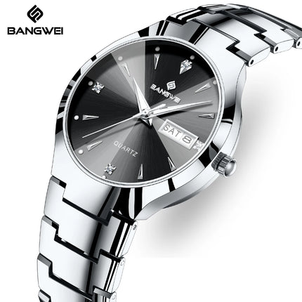 BANGWEI Luxury Business Men's Wristwatch Stainless Steel Waterproof Luminous Man Watch Date Week Fashion Quartz Watches For Men