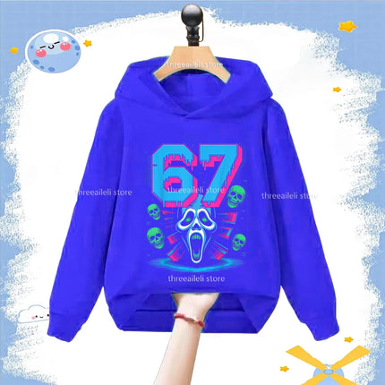Autumn 67 Italian Brainrot Six Seven Digit Print Kid Fleece Sweatshirt Children's Hoodies Boys Girls Casual Fashion Sport Hooded