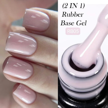 7ml Nude Pink Rubber Base Gel Nail Polish Foil Effect Semi Permanent Uv Gel Soak Off Self Leveling Gel Varnish Nail Art Base Gel