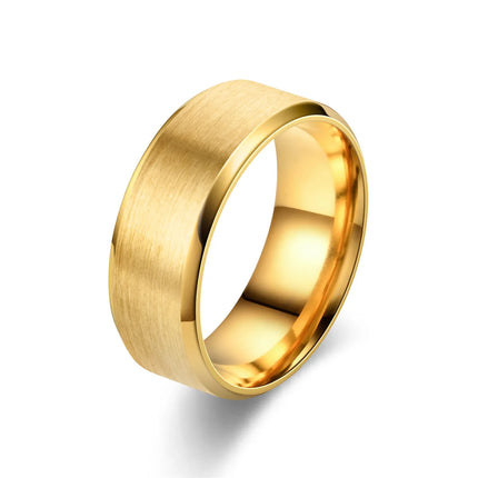 8MM Classic Stainless Steel Ring For Men Women 7 Color Double Inclined Plane Matte Wedding Band Couples Rings Fashion Jewelry