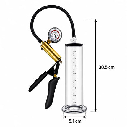 Male Vacuum Pump with Acrylic Cylinder and Metal Pressure Gauge, Stamina Desensitizing Training Device for Home Use