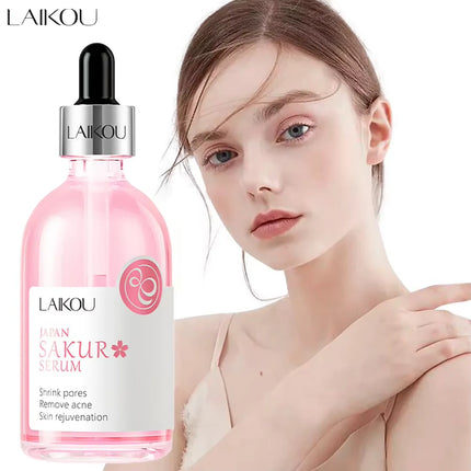 LAIKOU Sakura Face Serum Rose Essence Moisturizing Firming Brightening Smooth Skin Facial Skin Care Products 100ml