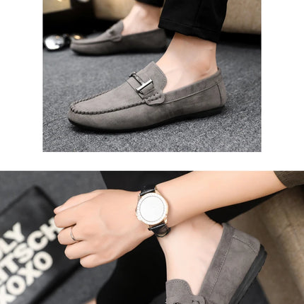 2025 Spring and Autumn driving soybean shoes business casual men's shoes versatile comfortable work shoes black and grey
