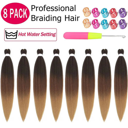 26" Braiding Hair Pre Stretched Soft Ombre Braiding Hair For Black Women Hot Water Setting Synthetic Braiding Hair Extensions
