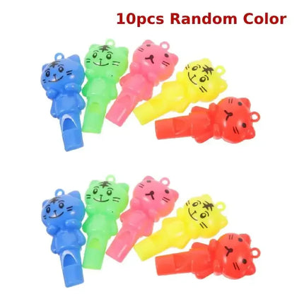 10pcs Cat Whistle Toy Cartoon Cat Whistle Party Whistles Musical Instrument Toy Gift for Kids Party Favors Birthday Bag Fillers