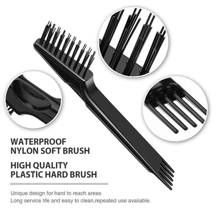 2-in-1 Hair Brush Cleaning Tool Set, Double Headed Comb Cleaner, Portable Dirt Remover for Home Salon (Pink & Black)