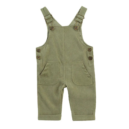0-24months Unisex Baby Suspender Pants Jumpsuit With Buttons Fit Solid Color Overalls For Toddler Boys And Girls
