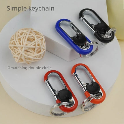 1/4Pcs Rotatable Lock Carabiner Keychain Metal Double Ring Anti-Lost Key Holder Quick Release Key Ring Pendant for Men
