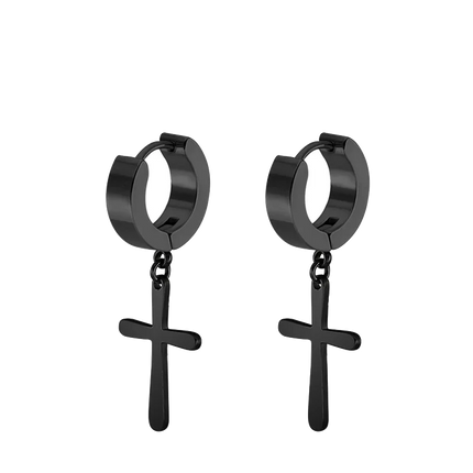 1 Pairs Punk Stainless Steel Stud Earrings Black Earrings Set For Men Women Vintage Hip Hop Piercing Ear Jewelry Accessories
