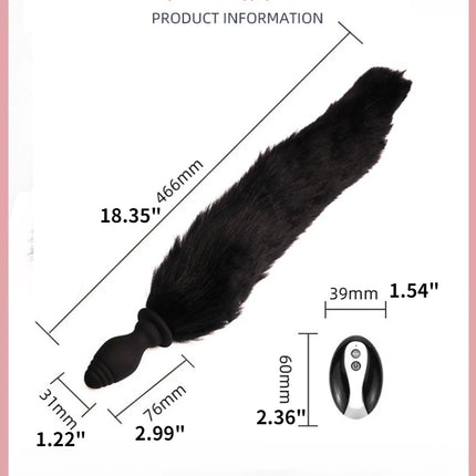 Fox Tail Anal Plug with Remote Control Vibrating - Faux Fur & Silicone Role Play Adult Toy Multi-Color BDSM Sex Toys for Couples