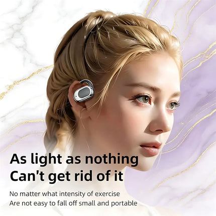 Bluetooth Headsets Electroplated Ear Hook Wireless Sports Earphone HiFi Stereo Long Battery Life Digital Display Open Headphones