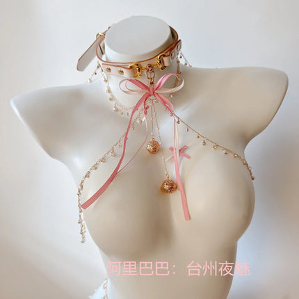 Ribbon Bow Nipple Clamps Bell Reast Punishment SM Training Erotic Collar and Chain Nipple Restraints Adult Game Flirting Sex Toy