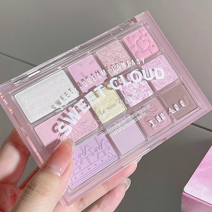 12Color Pink Brown Eye Shadow Tray Pearl Glitter Earth Matte Chocolate Eyeshadow Palette Korea Low Saturation Eye Pigment Makeup