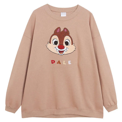 Disney World Disneyland Embroidery Sweatshirt Women Casual Fleece Jumper Mickey Daisy Duck Cartoon Loose Pullover Top O Neck