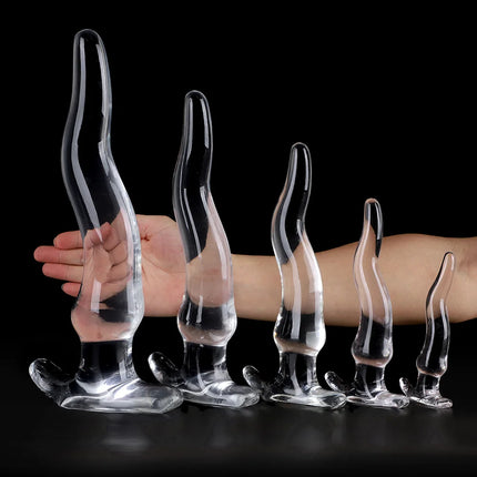 Large Finger Anal Plug Sex Toy Long Transparent Anal Plug Big Dildos Women's Vaginal Hip Expansion Trainer Lesbian Masturbator