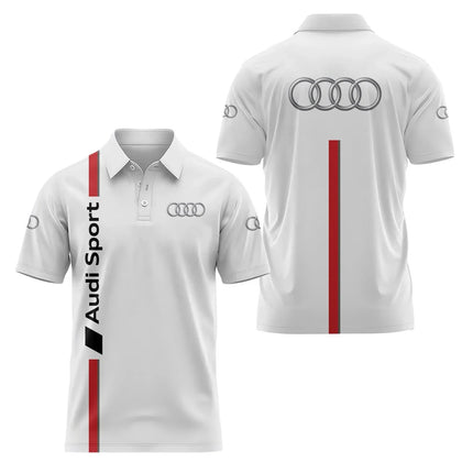 2026 3D Printed Audi Short-Sleeved Polo Shirt High-Quality Casual Sports Fashion T-Shirt Collar Fast Shipping