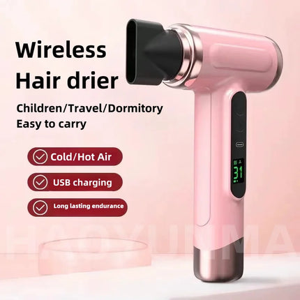 New Wireless Hair Dryer With 30000 Rpm Dry USB Charging For Children/Outdoor/Student Dormitory Blue Light Wireless Hair Dryer