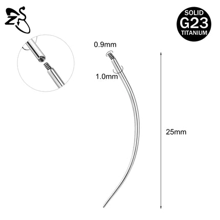 ZS 1 Piece G23 Titanium Curved Taper Insertion Pin Tool Internal Thread Piercing Kit For Tragus Helix Lip Nose Piercing Jewelry