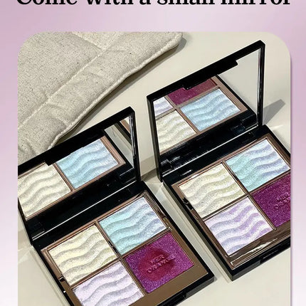 Herorange Color Block Dream Shadow Palette Four-Color Glitter Chameleon Effect Pearlescent Sparkling Easy to Apply Long-Lasting Non-Fading Mashed Potato Texture Four-Color Eyeshadow Palette Cosmetics Christmas Gift