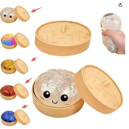 New Glitter Dumpling Glitter Dumpling Squishy with Box Dumplings Sensory Squeeze Toy for Stress Relief