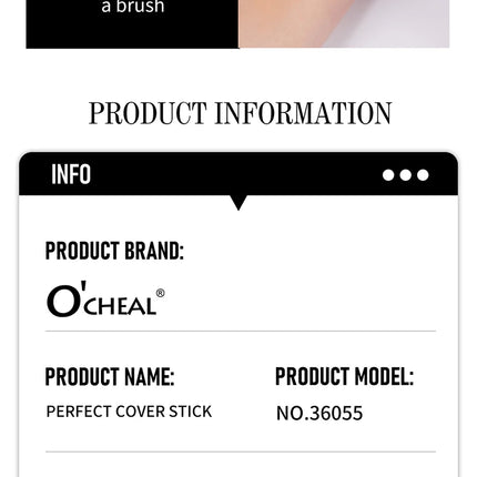 O'CHEAL Perfect Cover Stick Thin And Comfortable Concealer Foundation Cream Stick Instant Natural Waterproof Long-lasting Makeup