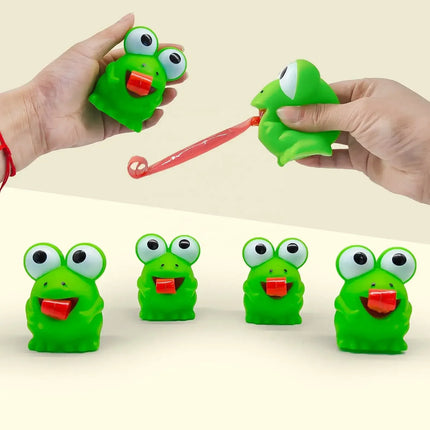 Creative Fidget Decompression Pinch Toy Frog Dinosaur Sticking Tongue Out Relieve Stress Children Fun Squeeze Interactive Toys
